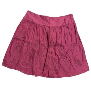 Ann Taylor Loft Petites‎ Floral Design Texture Skirt Dark Pink 4P